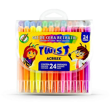 Giz de Cera Jumbo Retratil TWIST 24 Cores Estojo