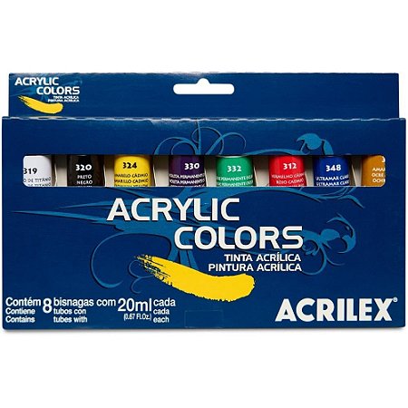 Tinta Acrilica ACRYLIC Colors 20ML 8 Cores Estojo