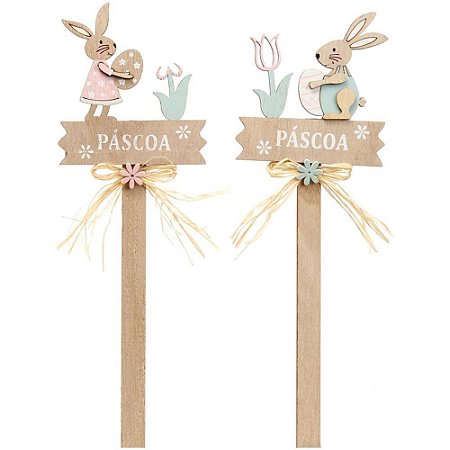 Decoracao de Pascoa Plaquinha C/COELHO Pascoa COL.