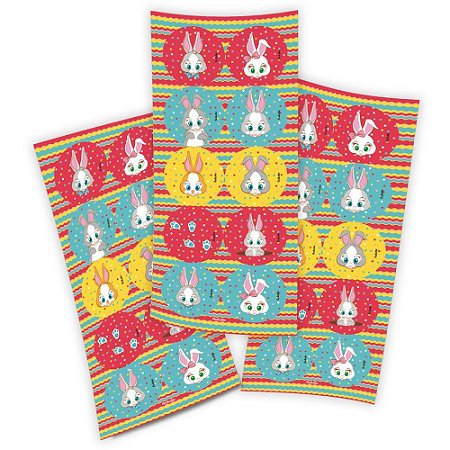 Adesivos Decorados Coelhos Coloridos C/30UN Cartela