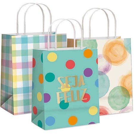 Sacola para Presente Decorada BEBE/INFANTIL M26X19,5X9,5CM(S PCT.C/10