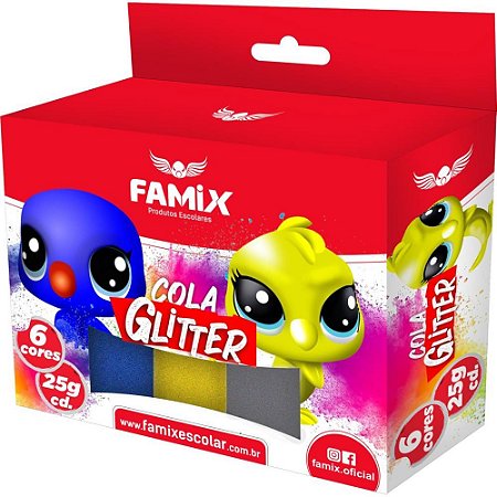Cola com Glitter Tubo 25G. 6 Cores (S) Estojo