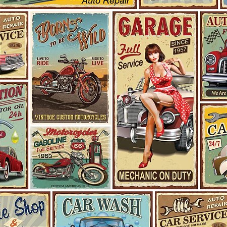 Papel Presente Bobina Couche 60CM. MOD.224 Carros Vintage BO-100MTS