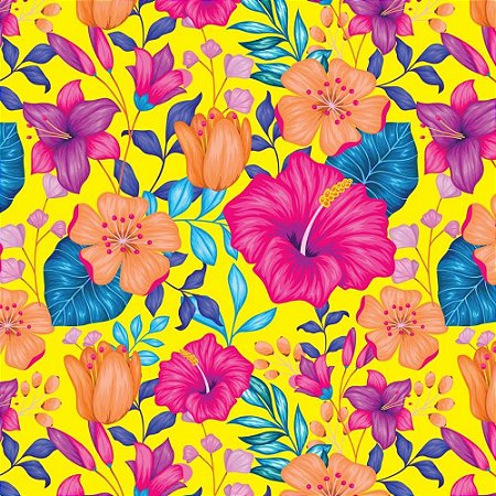 Papel Presente Bobina Couche 60CM. MOD.285 Flores Coloridas BO-100MTS