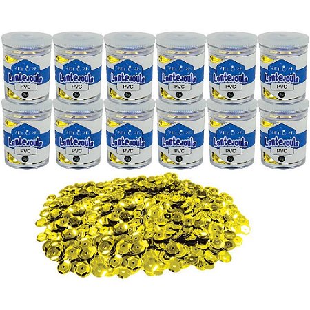 Lantejoula Metalizada Ouro 10MM. Pote 2G.