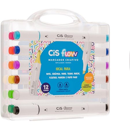Marcador Artistico CIS FLOW 12 Cores Estojo