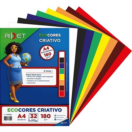 Bloco para Educacao Artistica Criativo A4 8 Cores 180G. 32FL Pacote