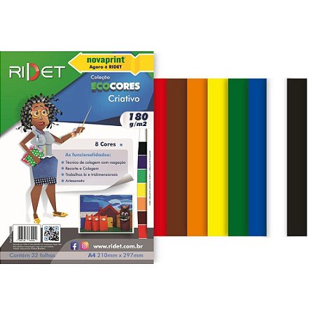 Bloco para Educacao Artistica Criativo A4 8 Cores 180G. 32FL Pacote