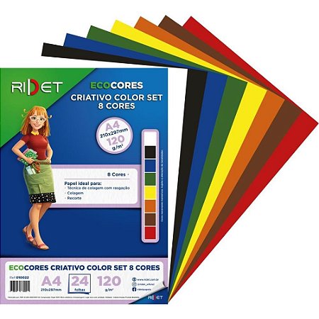 Bloco para Educacao Artistica Color SET A4 8CORES 120G.24F Pacote