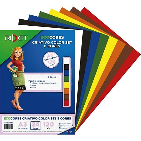 Bloco para Educacao Artistica Color SET A3 8CORES 120G.24F Pacote