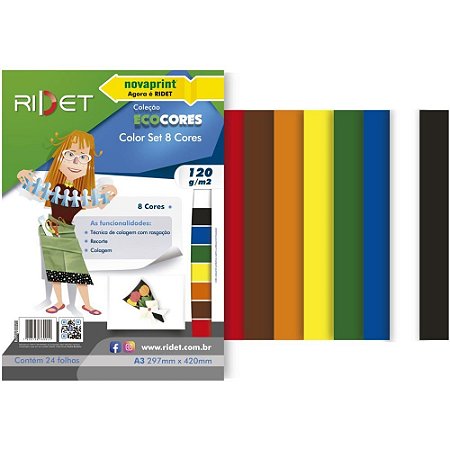 Bloco para Educacao Artistica Color SET A3 8CORES 120G.24F Pacote