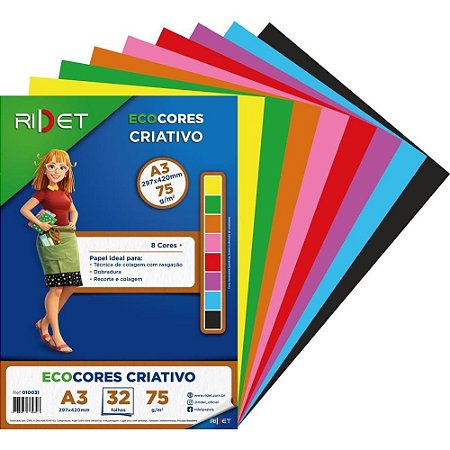 Bloco para Educacao Artistica Criativo A3 8 Cores 75G. 32FLS Pacote