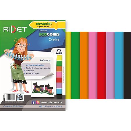 Bloco para Educacao Artistica Criativo A3 8 Cores 75G. 32FLS Pacote