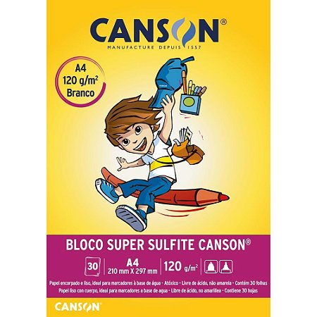Bloco para Educacao Artistica Liso Infantil A4 120G 30FLS Bloco