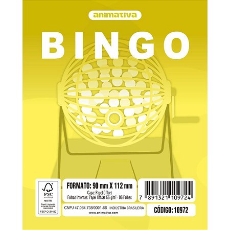 Bloco para Bingo Amarelo 90X112MM 96 Folhas PCT.C/10