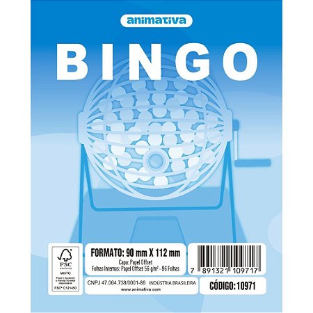 Bloco para Bingo Azul 90X112MM 96 Folhas PCT.C/10