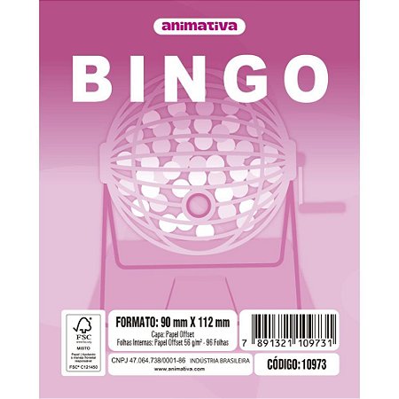 Bloco para Bingo Rosa 90X112MM 96 Folhas PCT.C/10