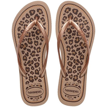 Chinelo Havaianas Feminino SLIM Animals 37/8 Rose GOLD PAR