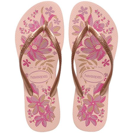 Chinelo Havaianas Feminino SLIM Organic 37/8 ROSA/DOURADO PAR