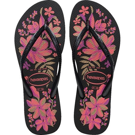 Chinelo Havaianas Feminino SLIM Organic 37/8 PRETO/OURO PAR