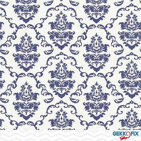 Plastico Adesivo 45CMX15M Arabesco Portugal Azul Rolo