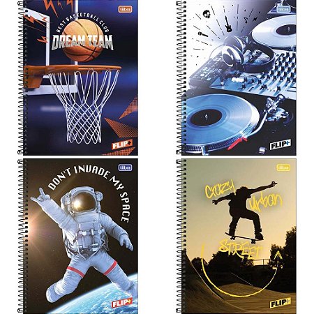 Caderno 01X1 Capa Dura FLIP+ 96 Folhas Masculino PCT.C/04