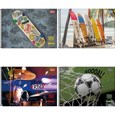 Caderno Desenho Milimetrado Zoom+ 96FLS Masculino Espiral PCT.C/04