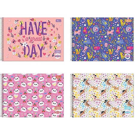 Caderno Desenho Milimetrado Espiral Pepper 80FLS Feminino PCT.C/04