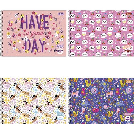 Caderno Desenho Milimetrado Espiral Pepper 80FLS Feminino PCT.C/04