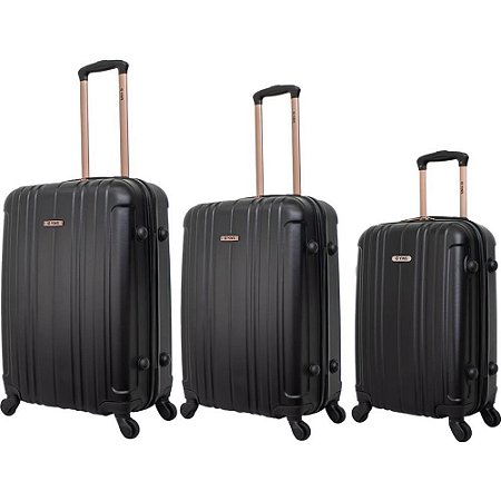 Mala de Viagem ABS 360º C/3 Pecas PRETO/ROSE KIT.C/03