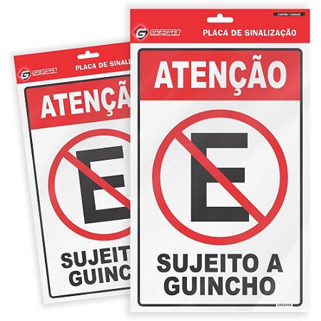 Placa de Sinalizacao Proibido Estacionar 16X25CM PCTE C/05 - Grespan