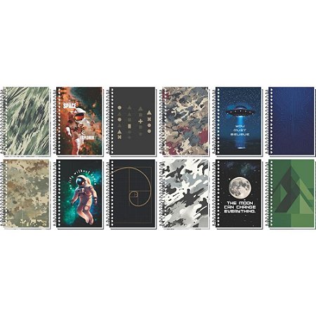 Caderneta Espiral Capa Dura Decorado 1/8 64 Folhas