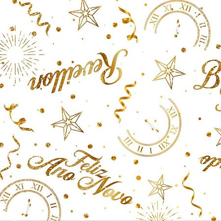 TNT Estampado 1,40M 40G Reveillon Fundo Branco RL-25MTS