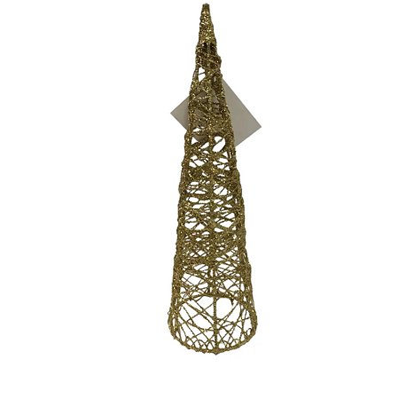 Cone Decorativo Metal Dourado 26CM de Mesa - Cromus UMID