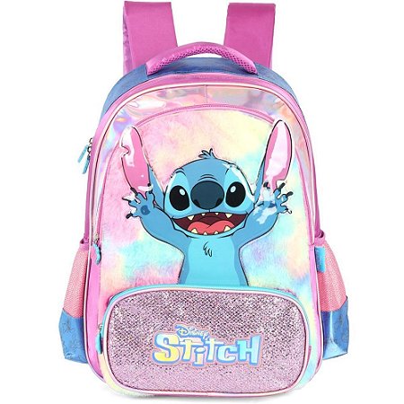 Mochila Infantil STITCH Roxa G Cetim C/PELUCIA