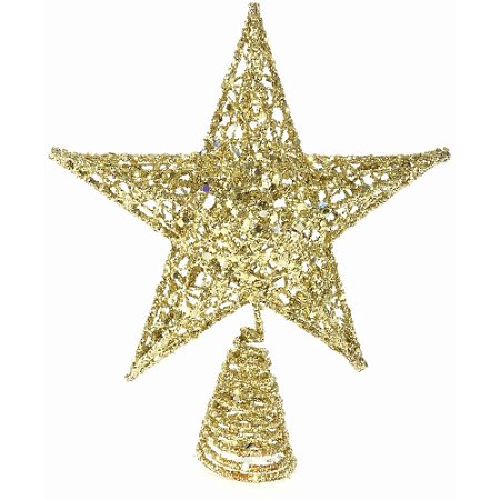 Artigo para Decoracao Natal Ponteira Estrela Dourada 15CM.