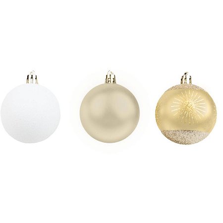 Artigo para Decoracao Natal Bola 6CM 3MOD.CHAMP/BCO C/08UN Tubo