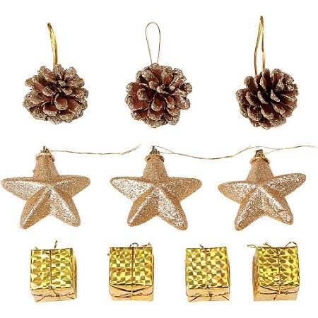 Artigo para Decoracao Natal Enfeite Gliter Dourado (S) PCT.C/10