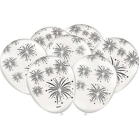 Balao Imperial ANO Novo Estampa Prata Metalli PCT.C/25