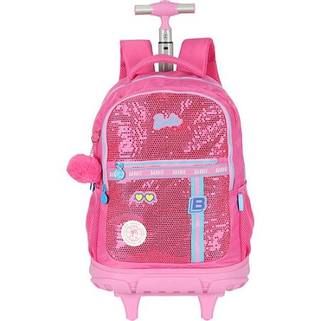 Mochila com Rodinha Barbie PINK G C/PAETE