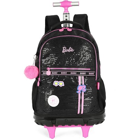 Mochila com Rodinha Barbie Preto G C/PAETE