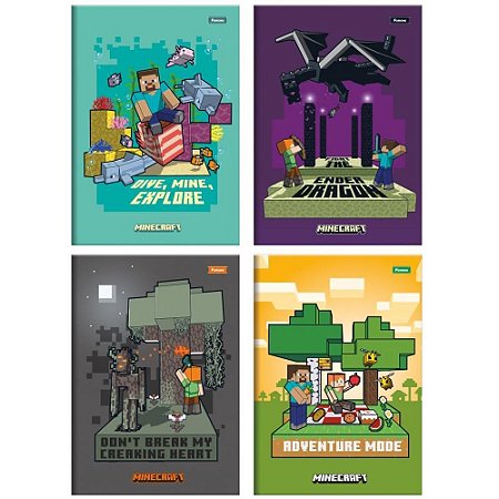 Caderno Brochura 1/4 Capa Dura Minecraft 80F PCT.C/05
