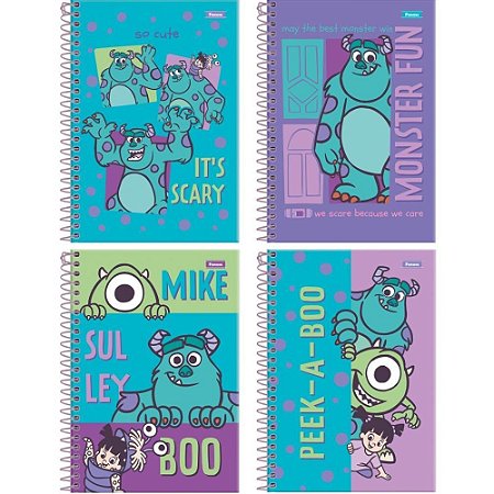 Caderno Espiral 1/4 Capa Dura Monstros S. A. 80F PCT.C/05