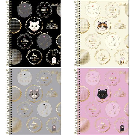 Caderno 10X1 Cp.dura Colegial Purrfect CATS 120FLS 177X240MM PCT.C/04