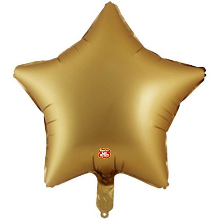 Balao Metalizado Estrela Dourada Fosco 45CM