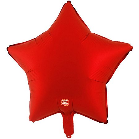 Balao Metalizado Estrela Vermelha Fosco 45CM