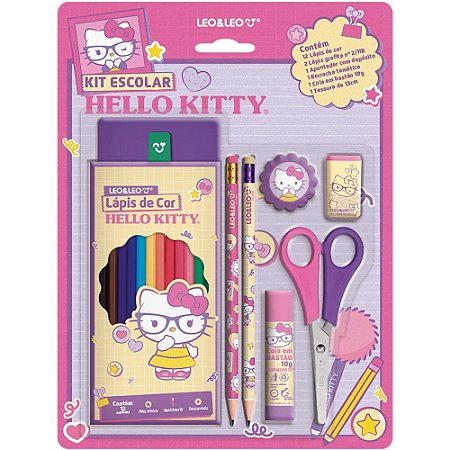 Kit Escolar Hello KITTY 12 Lapis COR + 6PC Blister