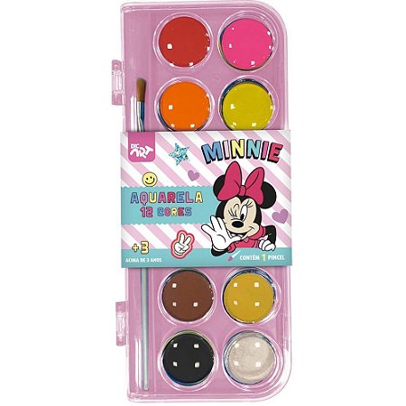 Aquarela Escolar Minnie 12 Cores C/PINCEL