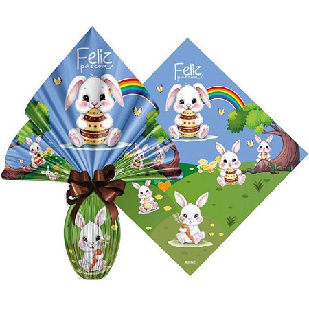 Embalagem P/OVO de Pascoa 34X34CM Bosque do Coelho Azul PCT.C/25