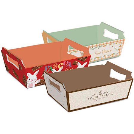 Cesta de Papel Pascoa G 27X18,5X9,5CM (S) PCT.C/10